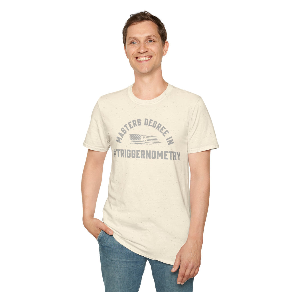 T-Shirt — "Masters Degree in Triggernometry" Graphic Tee (Guns & Shooting Humor)