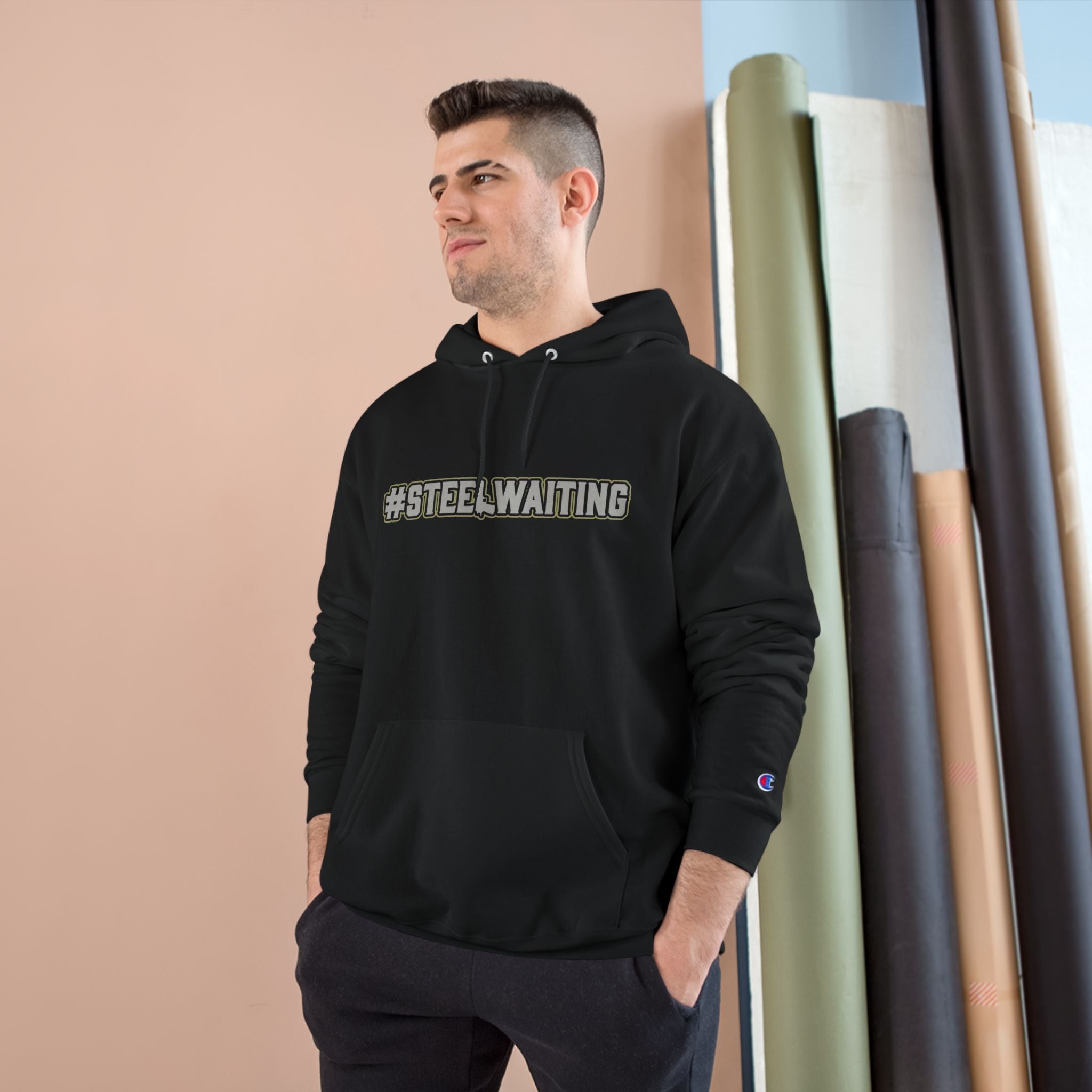 Champion Hoodie — #STEELWAITING Military-Inspired Logo Hoodie