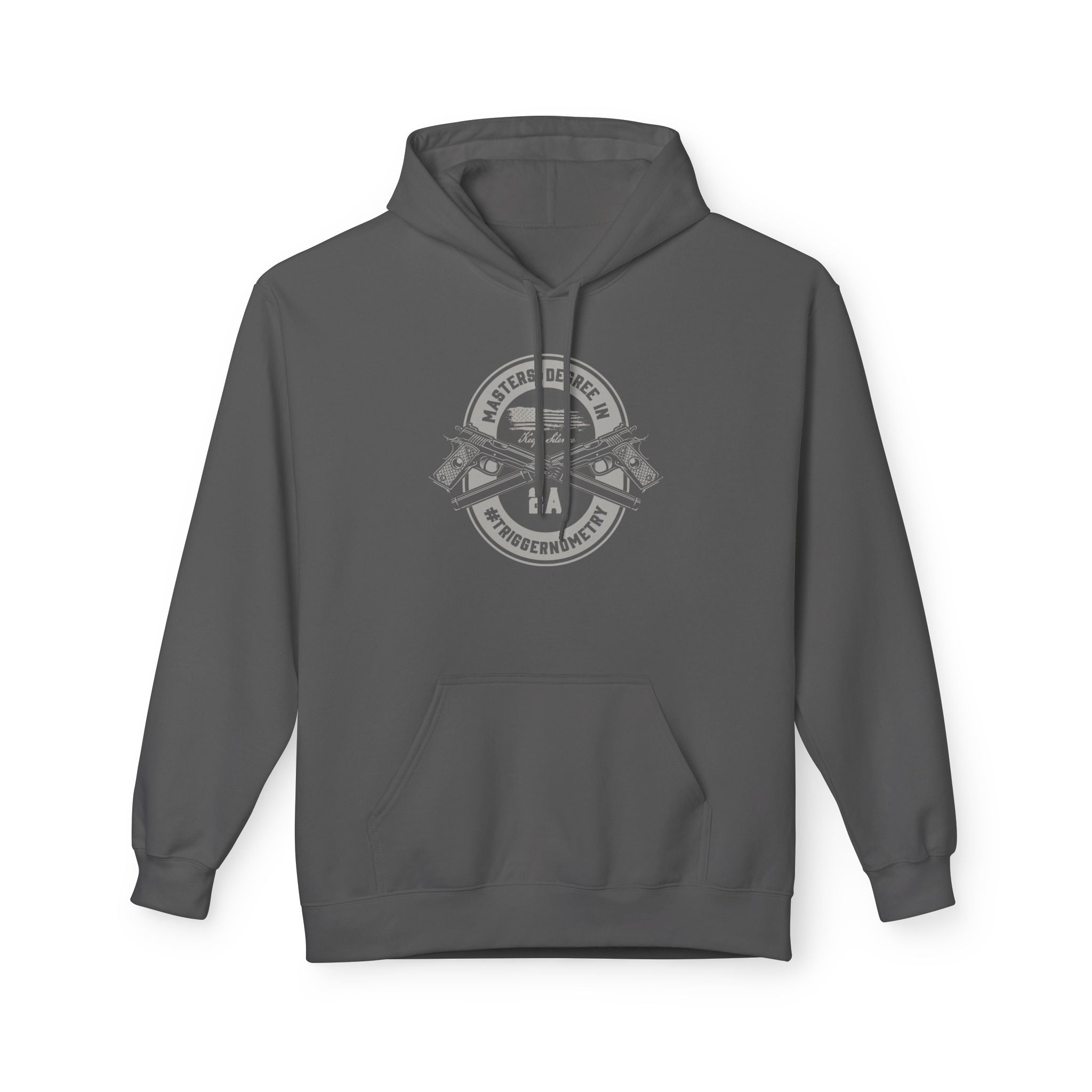 Masters Degree Hoodie — Vintage Crossed Pistols "Keep Silence" Fleece Pullover