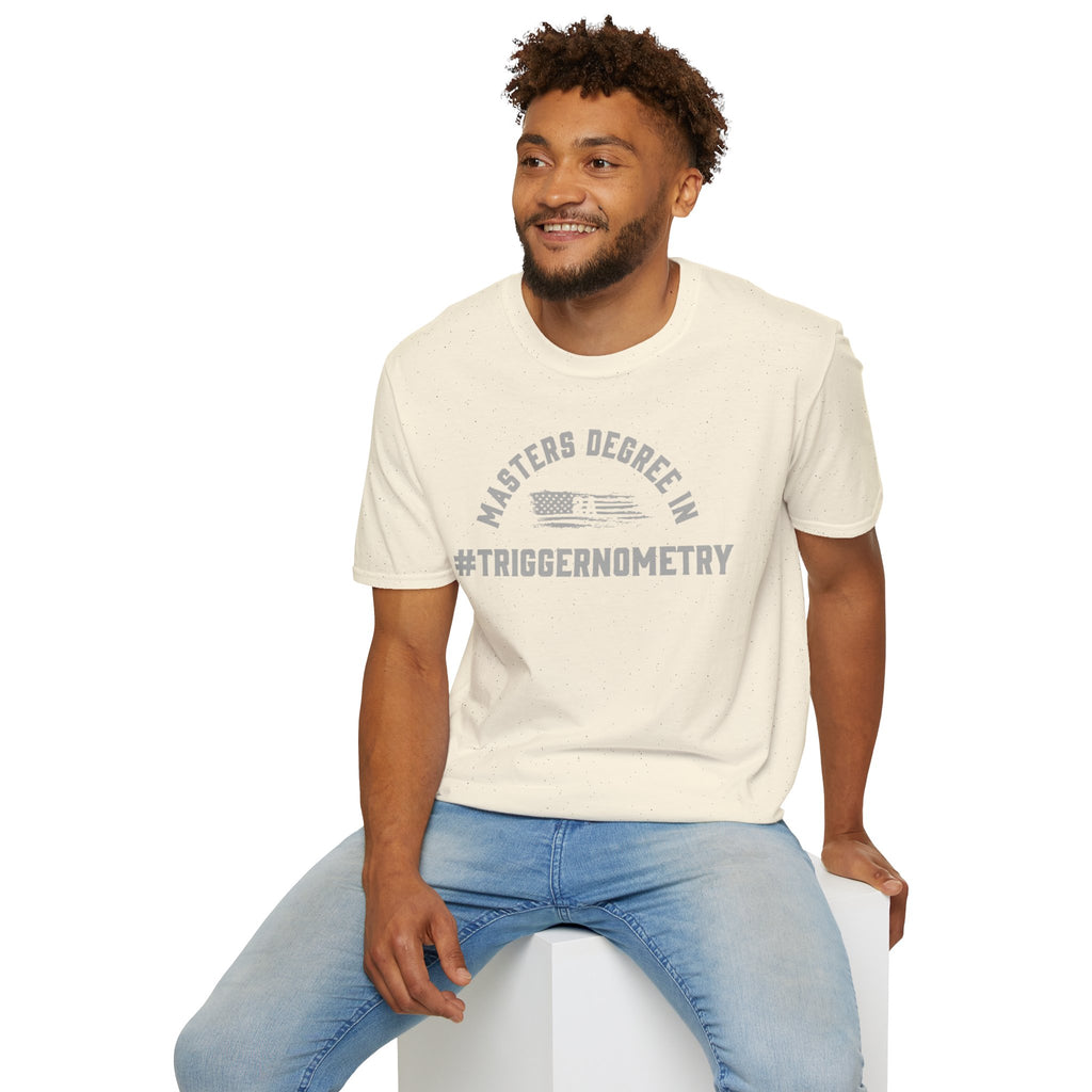 T-Shirt — "Masters Degree in Triggernometry" Graphic Tee (Guns & Shooting Humor)